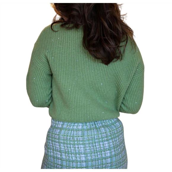 NEW LUCY PARIS margo glitter sweater in green - Picture 3 of 3